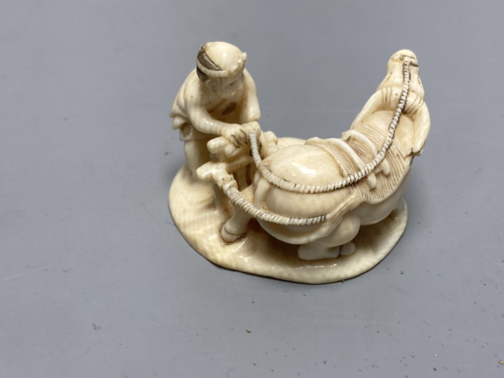 Three Japanese ivory netsuke, Meiji period, all signed